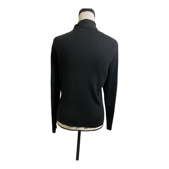 LL tBean womens silk blend button down cardigan. Size medium. Black ribb… - Picture 4 of 8
